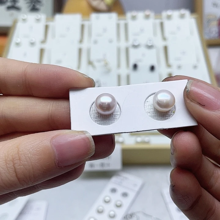 淡水珍珠耳饰银S925镶嵌丽