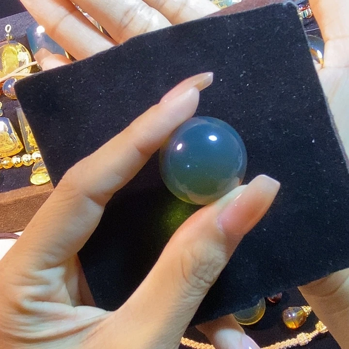 蓝珀未镶嵌珠宝奇石墨西哥蓝珀裸珠26