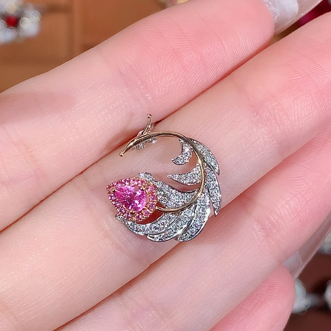 18K金镶嵌吊坠彩色蓝宝石0.3ct/天然宝石/七天无理由