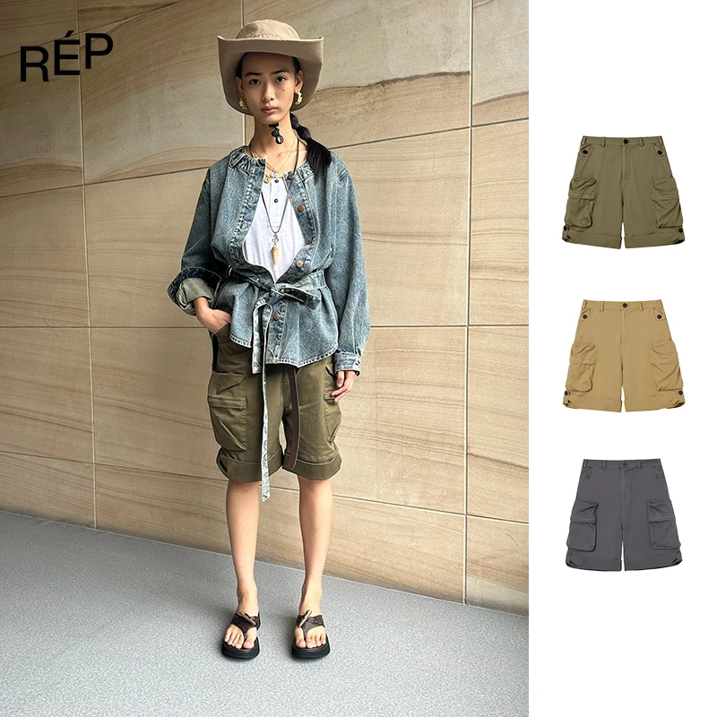 REP-COTEMP设计师石墨蓝/军绿色/稻草口袋中裤 25SS 女装买手店