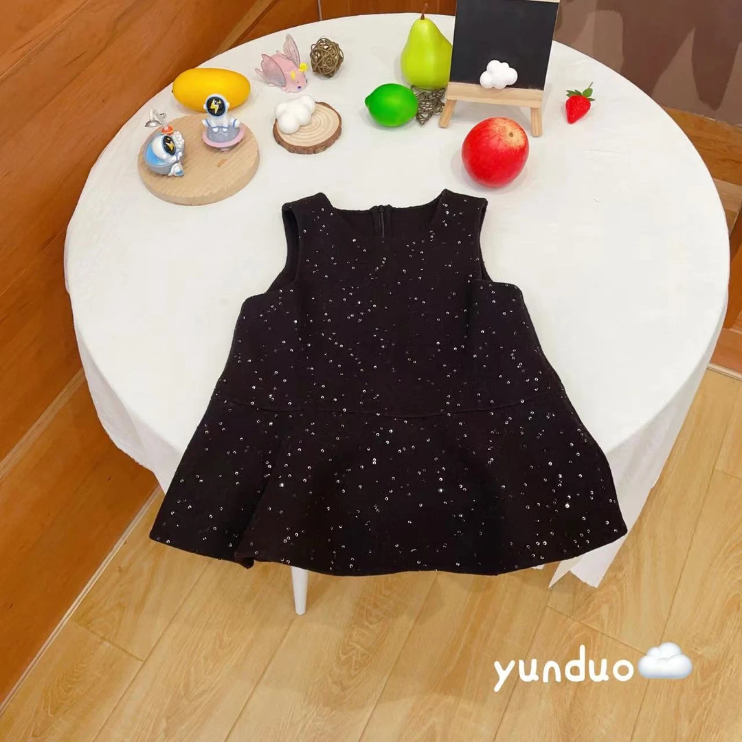 【原韩D】儿童亮片闪闪无袖背心羊毛裙外套23230