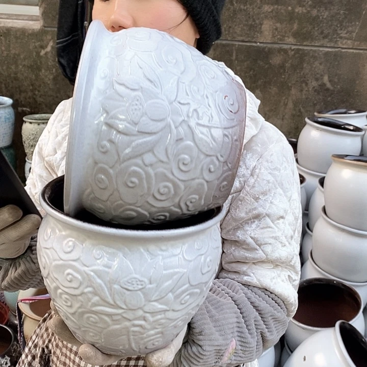 紫砂花盆瑕疵口20高16