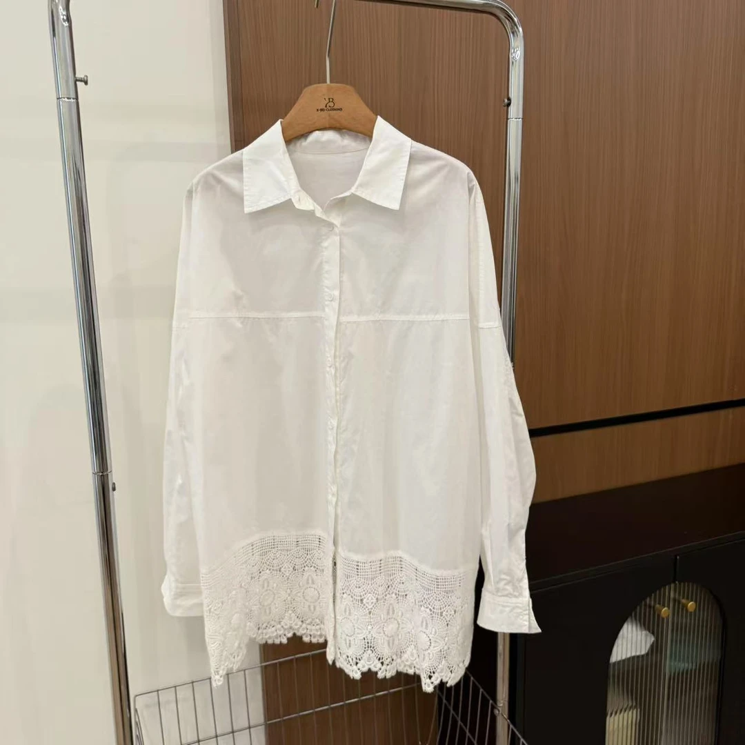 【只出不进-浮浮款】蕾丝边白色百搭衬衫 A029