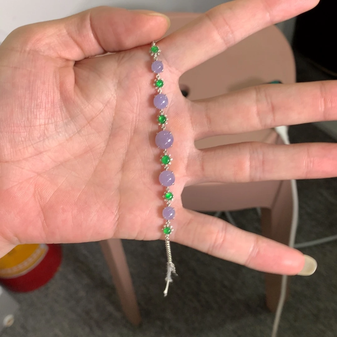 翡翠18K金镶嵌手链翡翠