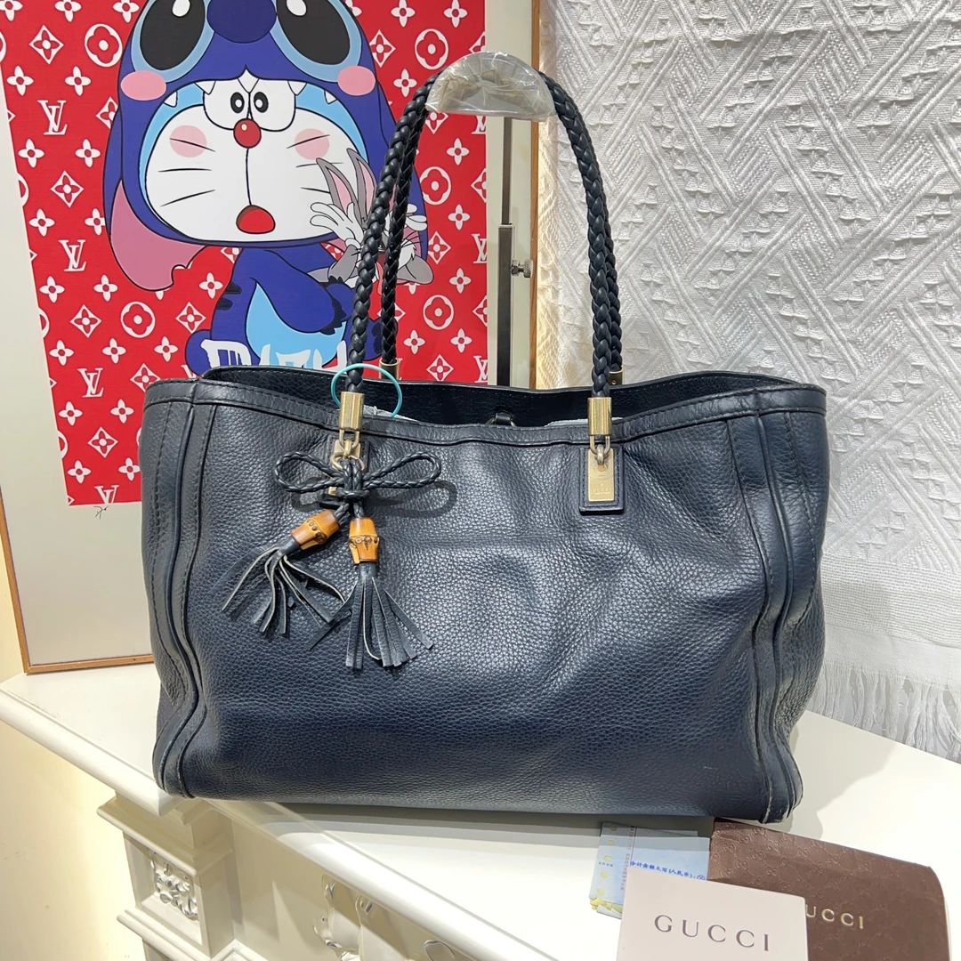 95新 GUCCI/古驰 GUCCI古驰竹节全皮托特包a7587