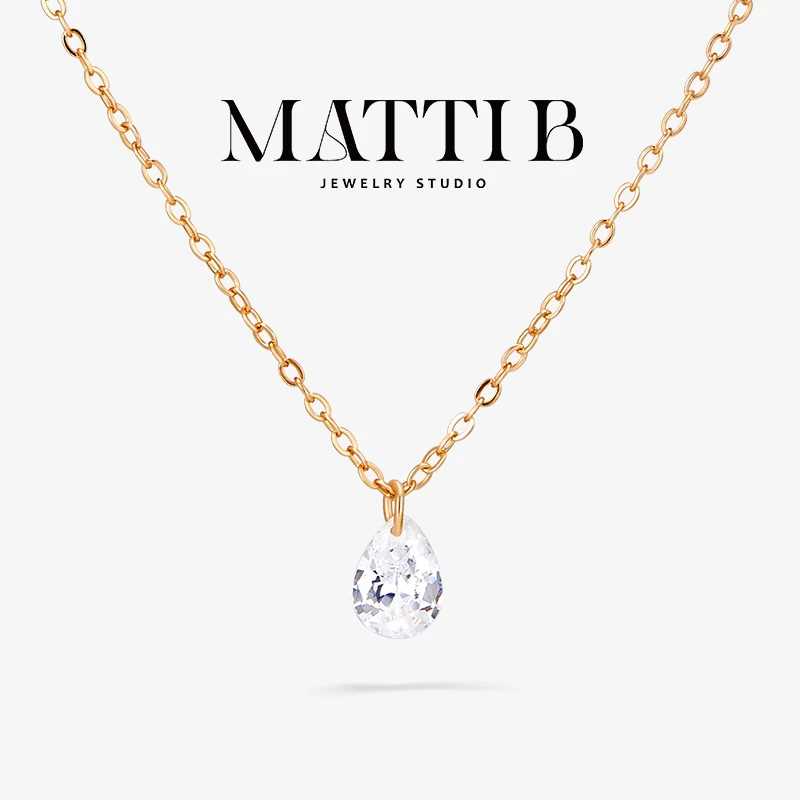 链子925银合成锆石 人鱼之泪小水滴轻奢小众设计高端锁骨链女1926