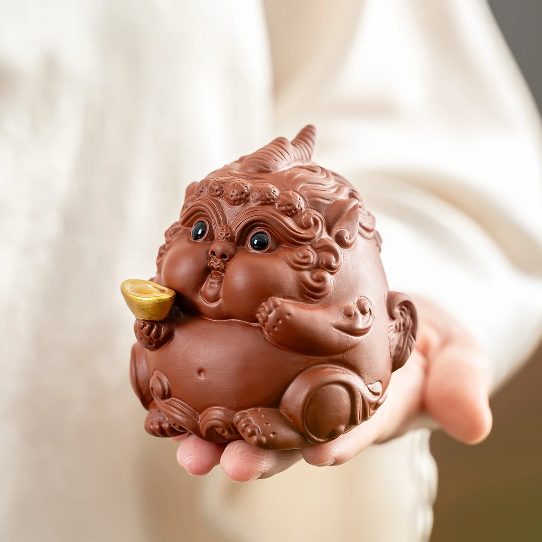 招财紫砂可爱貔貅茶宠摆件精品可养茶玩茶道茶具配件茶桌装饰摆设