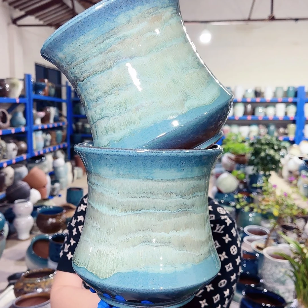 紫砂花盆高21口20