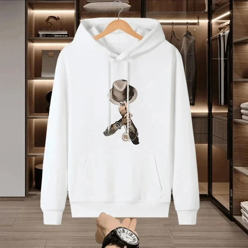 仓石一树潮牌简约连帽卫衣男装痞帅印花休闲加绒加厚宽松保暖上衣