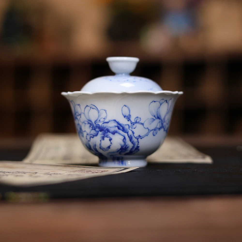 【九姐爱喝茶】花口玉兰盖碗（青樵S0342）