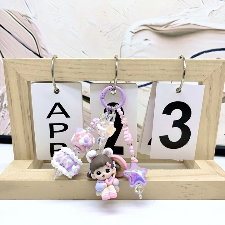 （团单）6/4 手工萌粒提溜手绘珠钥匙链  创意DIY摆件
