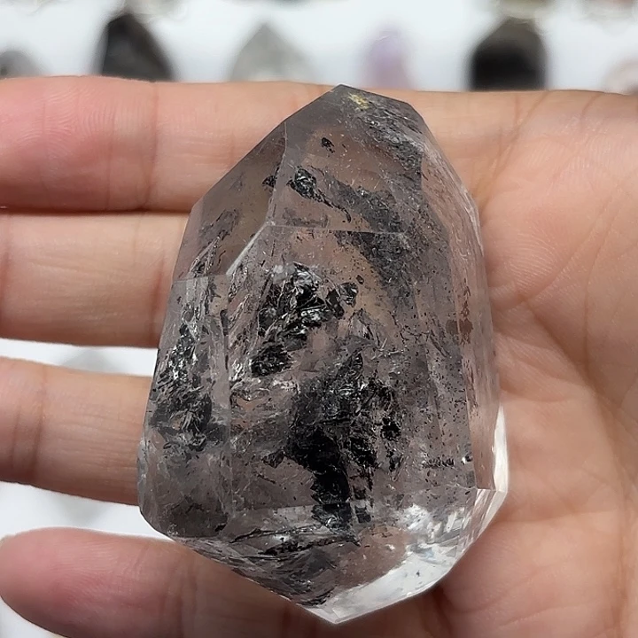 水晶颈饰未镶嵌散墨彩虹闪灵钻手握/摆件58mm+