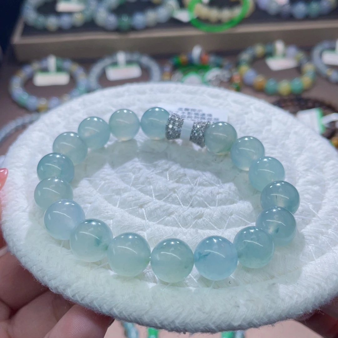 未镶嵌手链翡翠特价冰胶蓝绿卡10.2