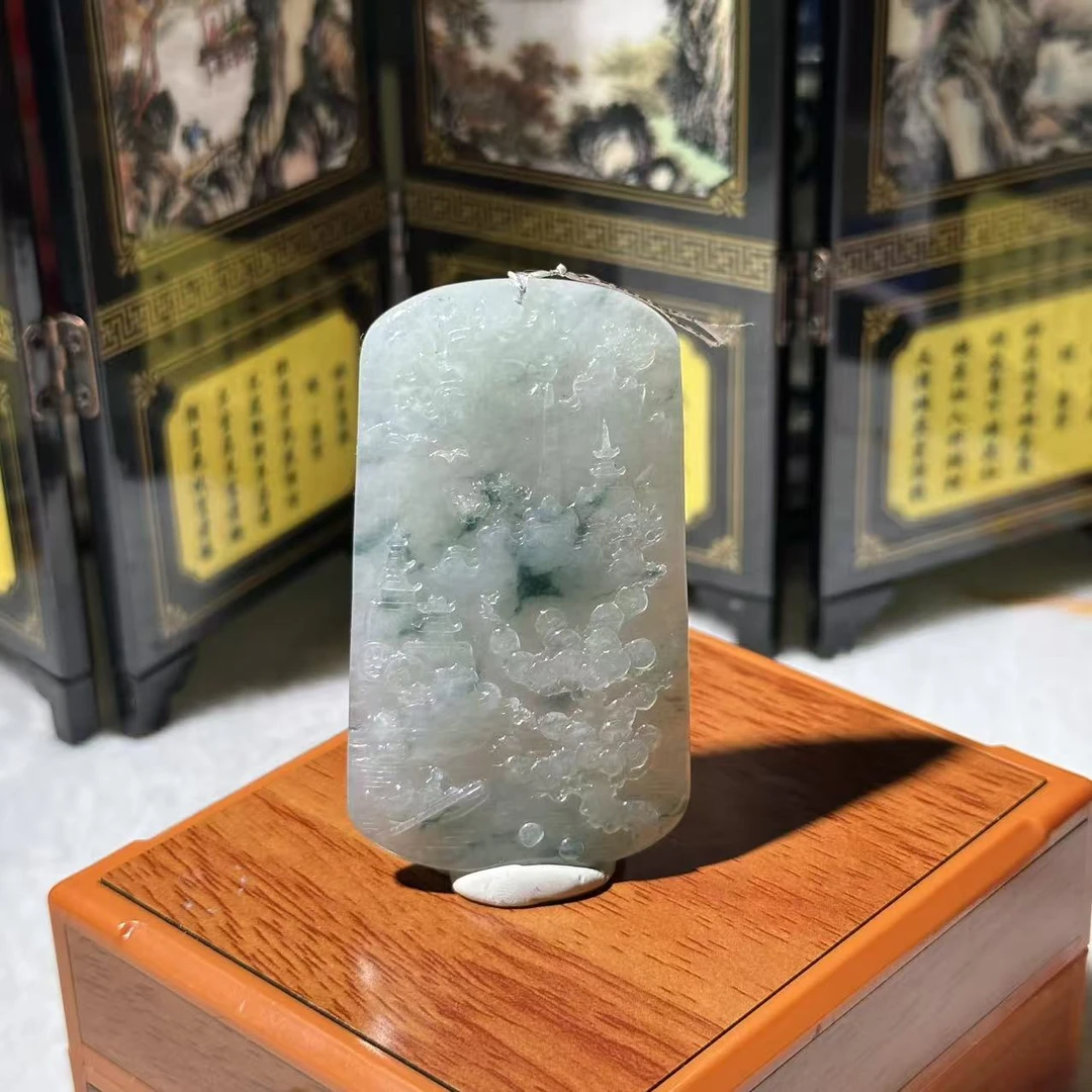 3971-天然翡翠-冰飘花山水