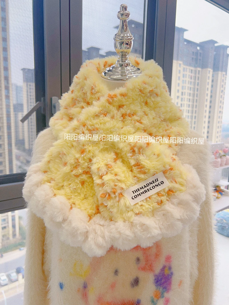 diy手工编织交叉豆豆混线围巾材料包钩针皮草保暖闺蜜手作礼物