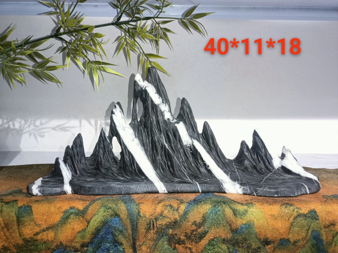 灵璧石石头雪山峰摆件靠山石桌面摆件鱼缸造景高山流水天然石头