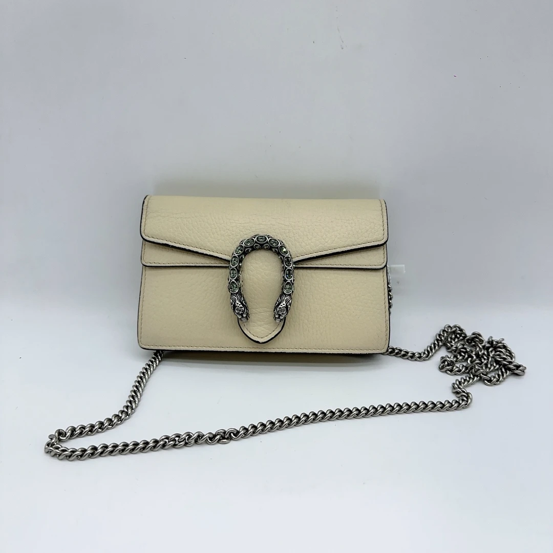 95新 GUCCI/古驰 白色酒神 mini链条包1496 4351