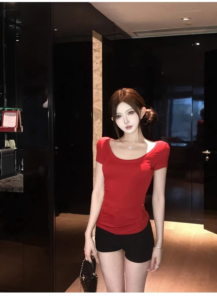 【超S塑形T】短袖T恤女弹力修身显身材背心