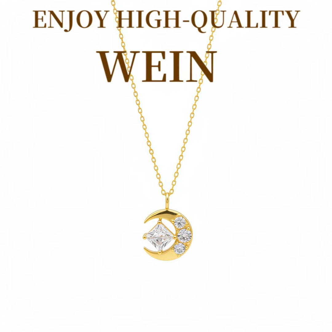 WEIN 铜合金项链 金色锆石月亮简约INS风轻奢气质时尚百搭小众女