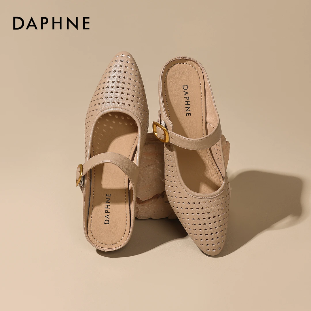 达芙妮镂空包头半拖凉鞋女外穿2025夏季新款时尚百搭一字带穆勒鞋