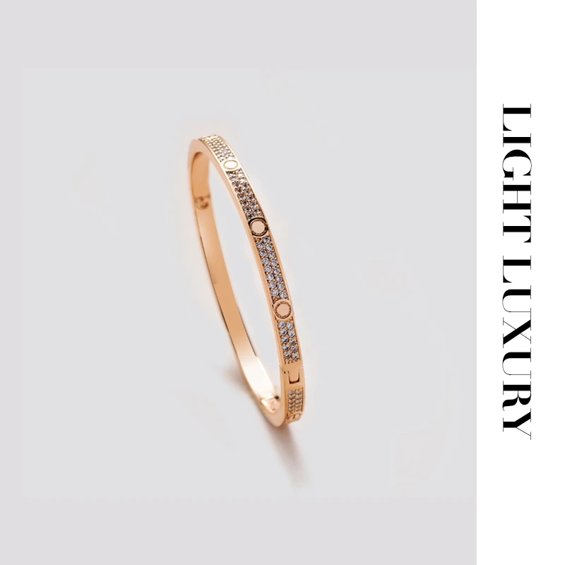 铜合金合成锆石手镯 螺钉 满天星 手镯