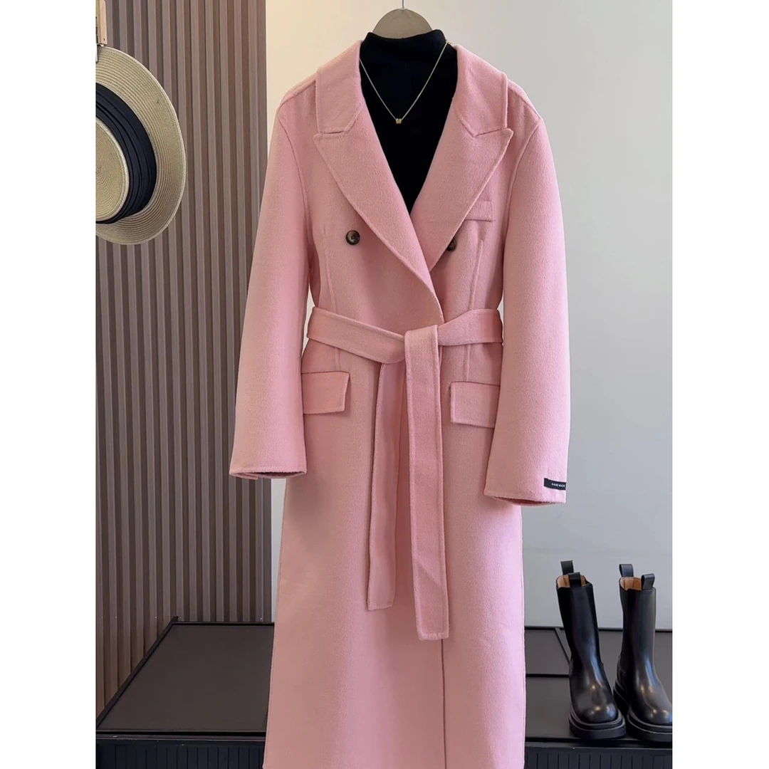 新款韩版宽松气质双排扣羊毛大衣女中长款秋季百搭显瘦风衣