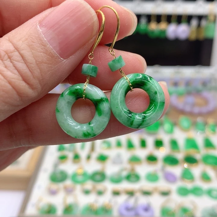 翡翠18K金镶嵌耳饰