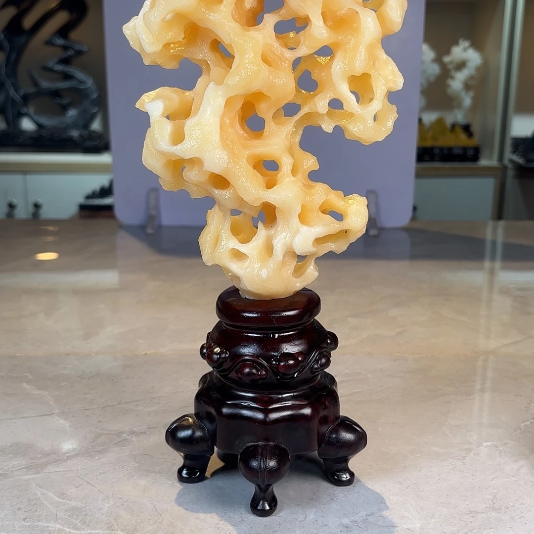 冰***铁灵璧石手工雕刻奇石摆件