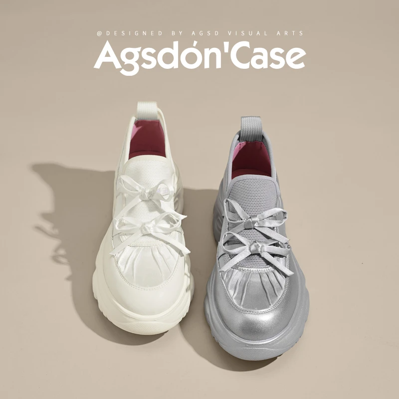 奥古狮登芭蕾玛丽珍鞋女2025春季新款休闲运动单鞋一脚蹬小白鞋H