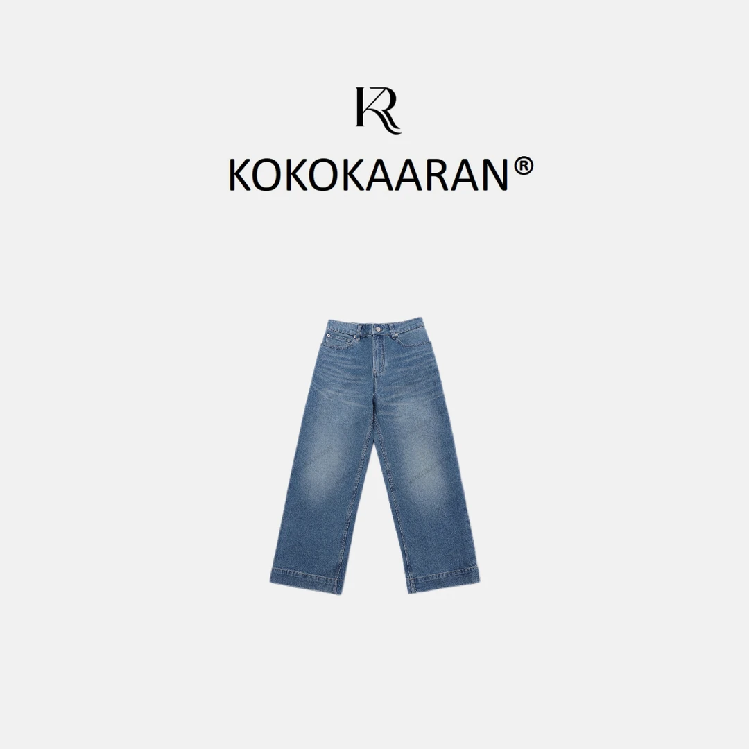 kokokaaran/可可咔伦 99棉春上新复古水洗猫须女式牛仔裤SH250212