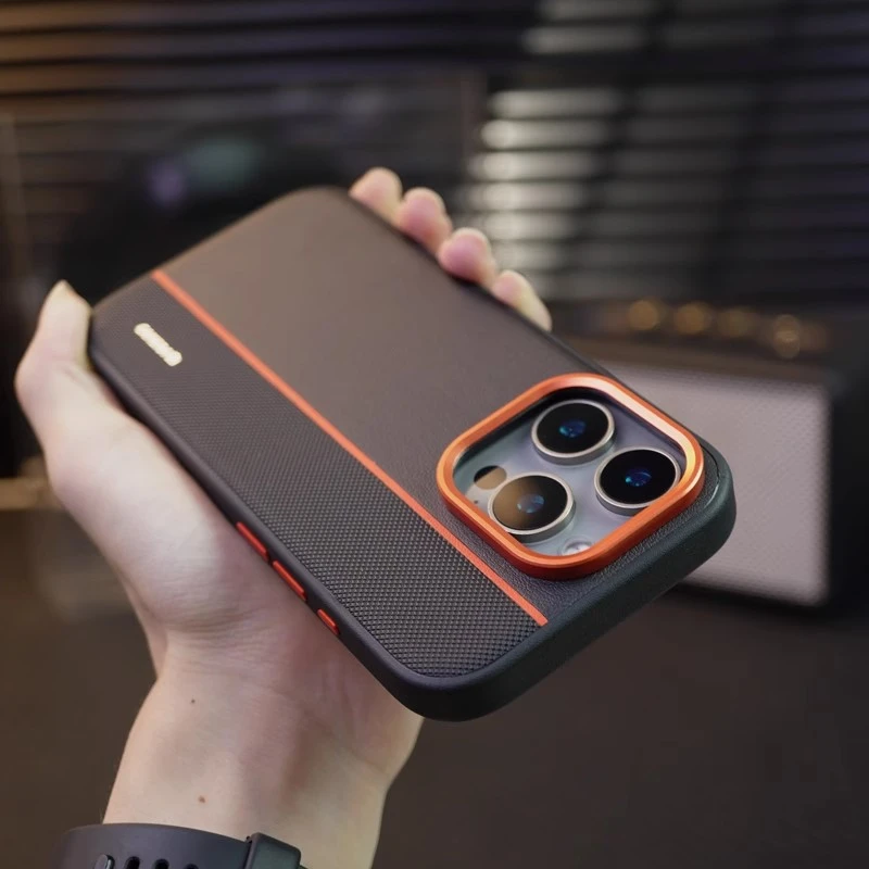 新款拼接撞色适用iPhone17promax手机壳苹果16pro皮纹防摔男款薄