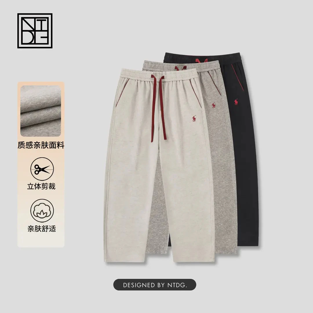 【南通大个】秋冬男士加绒战马刺绣立体剪裁宽松百搭亲肤直筒休闲裤