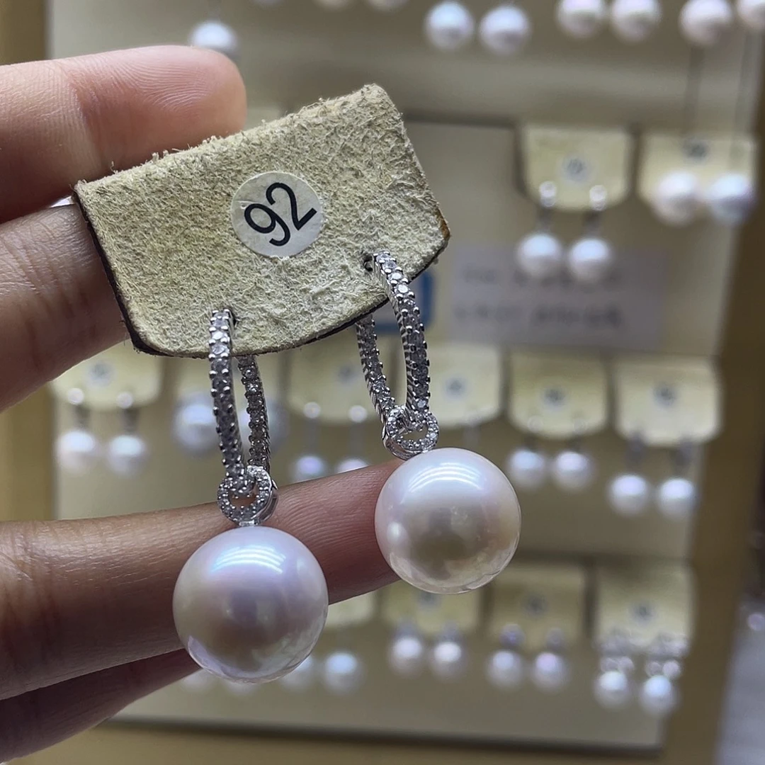 银S925镶嵌淡水珍珠耳饰