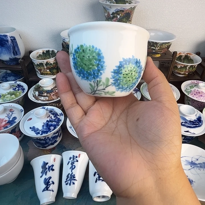 忠意堂釉下彩绣球微瑕不退