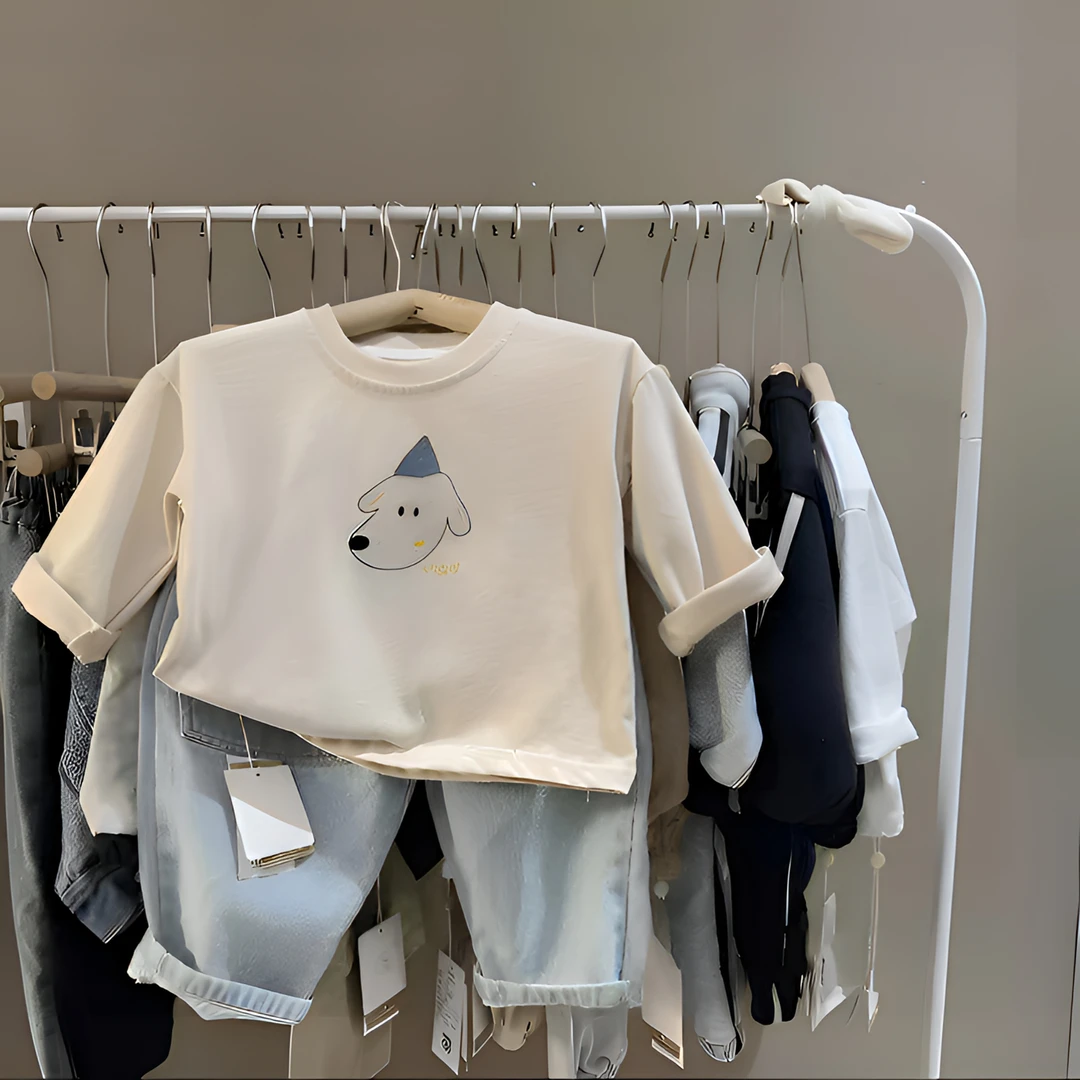 宝宝纯棉长袖卡通小狗印花男女童t恤秋季新款百搭休闲中小童上衣