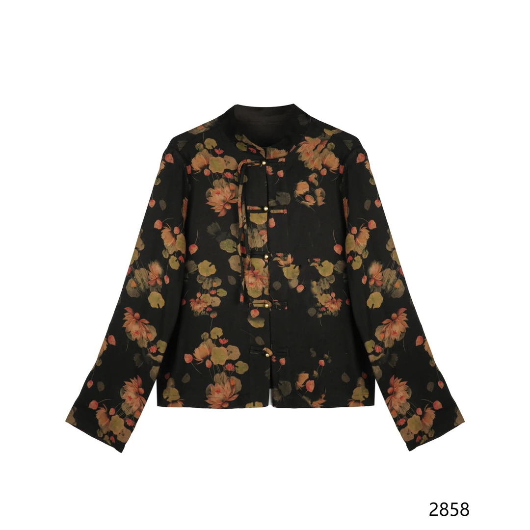 LN 2025秋季新款碧荷生幽泉绢纺长袖流苏短外套 2858