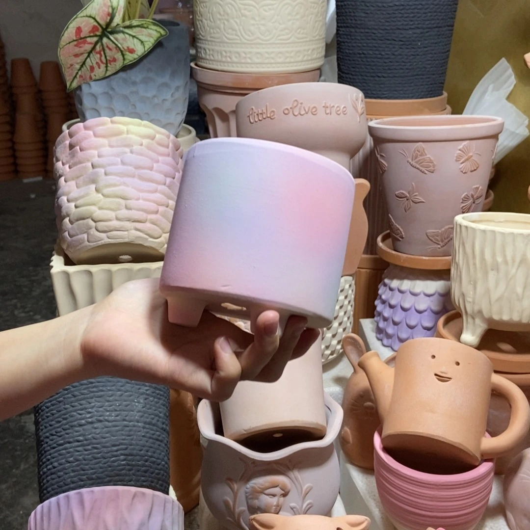 11×11彩色三脚光面盆 粗陶1个