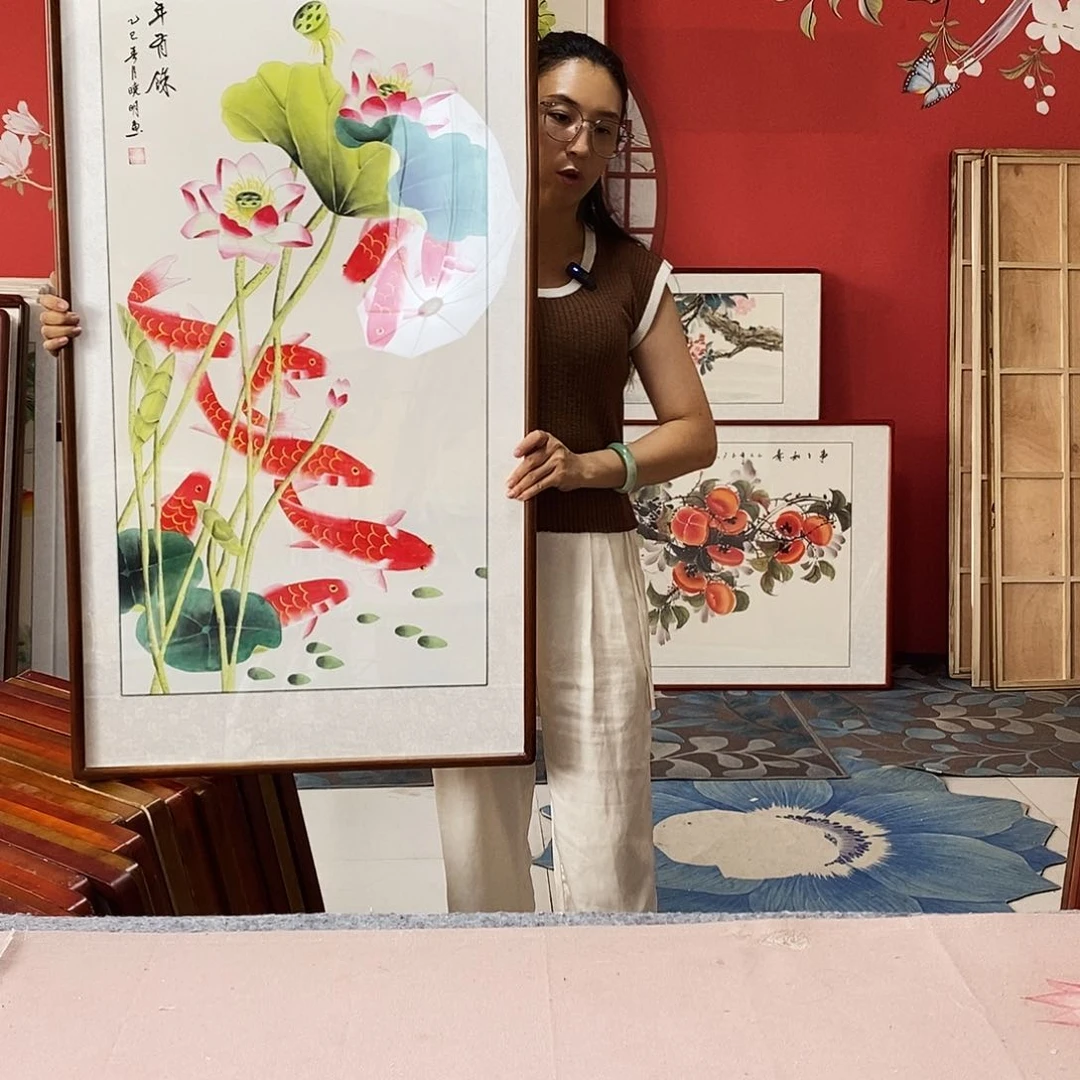 国画手写手绘62✖️122国画作品带框包邮