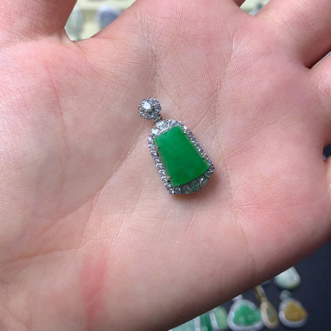 翡翠银S925镶嵌挂件