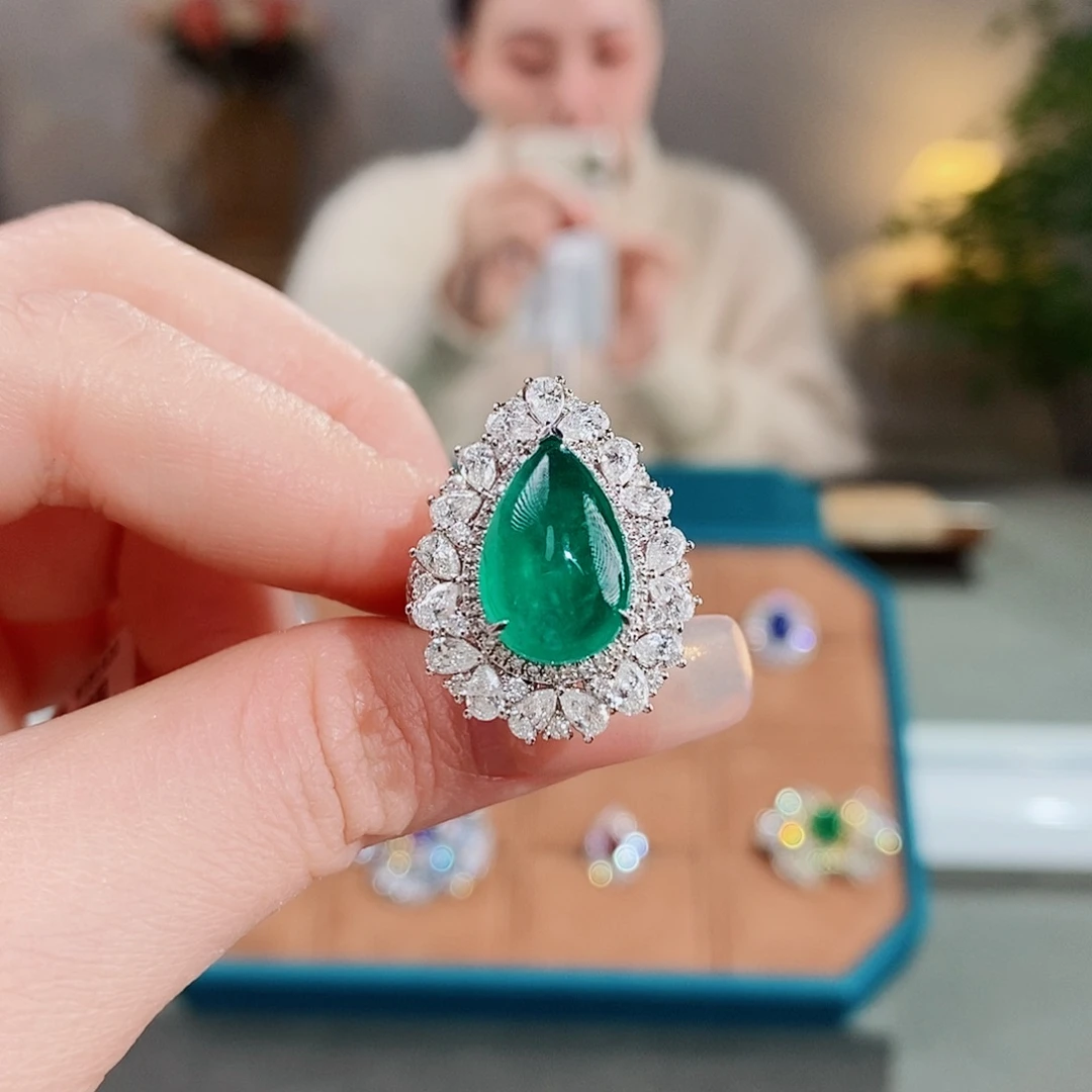 祖母绿戒指18K金镶嵌5.62ct微油vvg吉尔德两用款