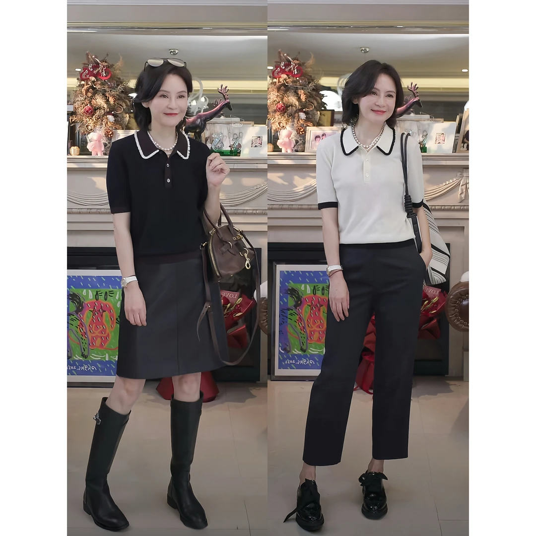 我是摩羯 D大调 60支100扬子绵羊毛16针水波肌理秋短袖针织衫