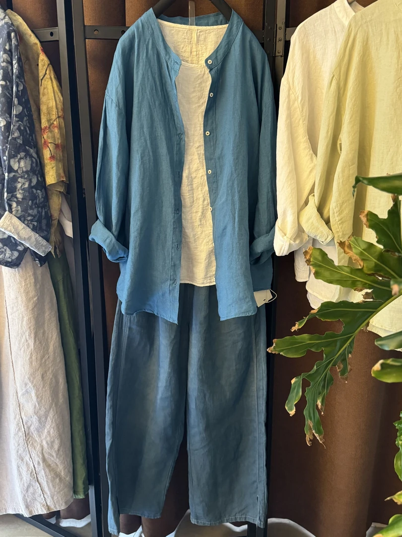 【缦语·入梦汉麻系列】100%纯汉麻日奢风药染衬衫