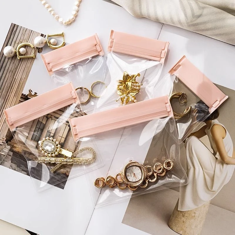 首饰收纳袋自封袋加厚防氧化饰品粉色耳钉手镯串项链密封袋子家用