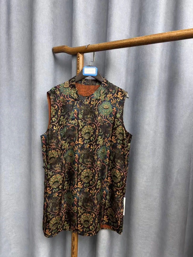 2025夏季新款时尚简约新中式桑蚕丝奥黛提花上衣女H2125