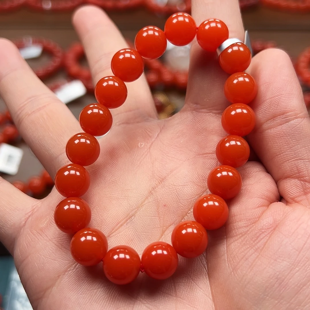 南红玛瑙未镶嵌手串保山料洞子料10m收藏级