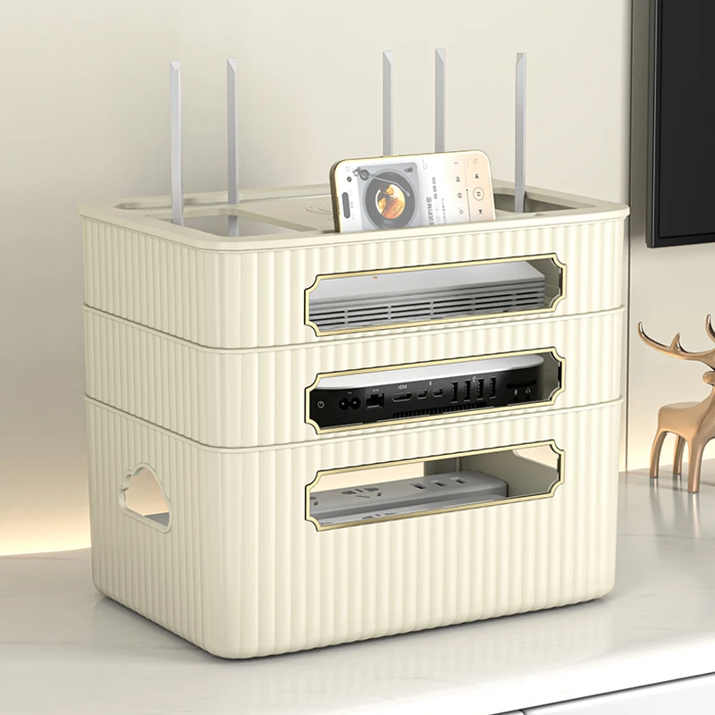 路由器北欧风家用无线路由器收纳盒多功能桌面大容量多层电线盒
