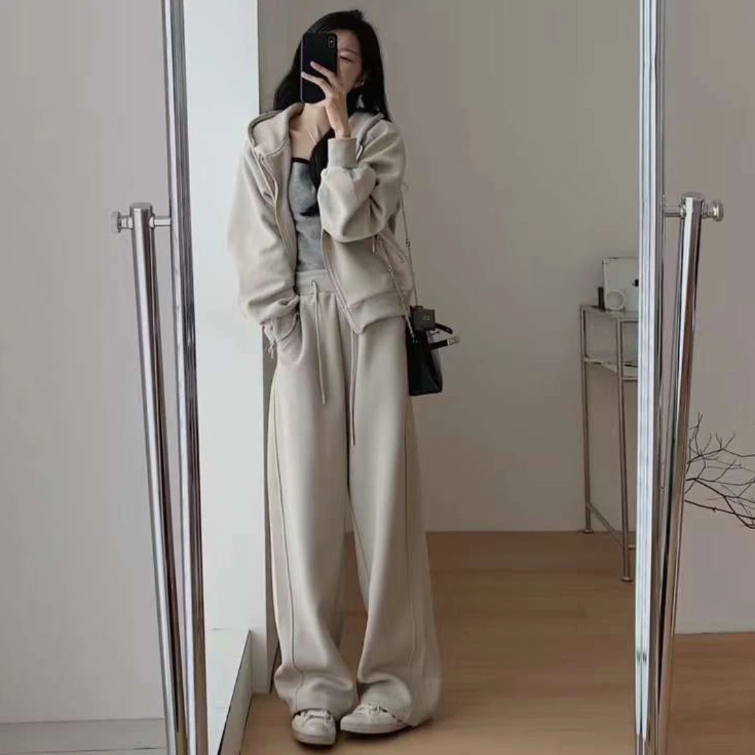 卫衣套装小个子连帽弹力显瘦设计宽松气质运动秋冬时尚套装