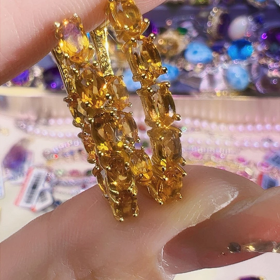 黄晶珠宝半成品银S925镶嵌
