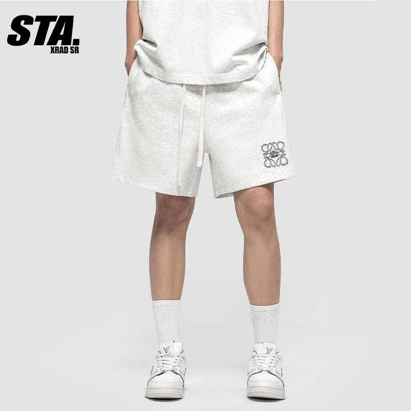 STA.美式短裤男士爆款2025夏季新款情侣纯棉女宽松百搭五分裤潮牌