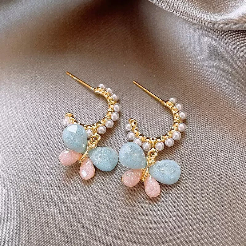 合金合成锆石耳饰 2891【蝴蝶梦】轻奢耳饰